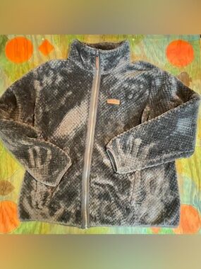 Columbia Fleece Jacket Womens 2XL Gray Full Zip Sherpa Soft Plush Cozy Warm